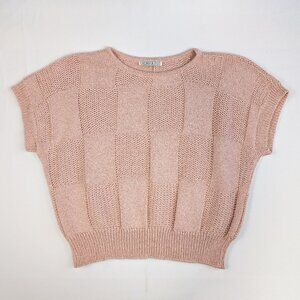 Vintage Stag & Co Italy Pink Knit Short Sleeve Sweater Top Size S Y2K